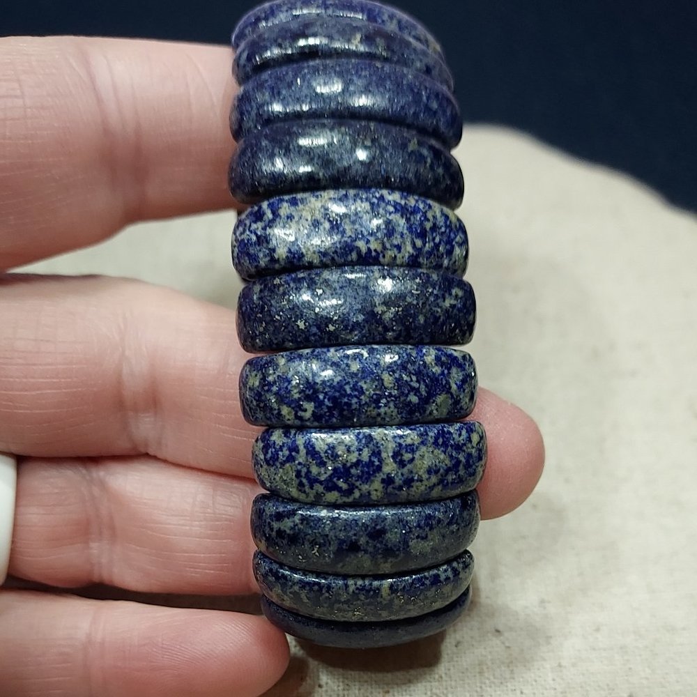 Sodalite Beveled Stone Expandable Bracelet 1" Wide Heavy Cool Touch